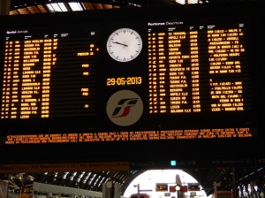 Arrival and Departure Board at Milan Central Railway Station - one of these must be our train!