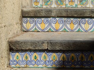 A detail of the ceramic tiles on the steps of Caltagirone