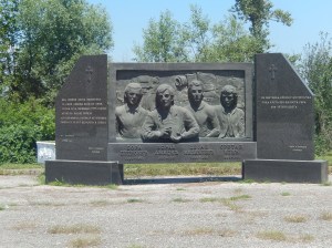 Sculpture beside the road at the Serbian-Bosnian Border