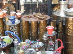 A market stall, including souvenirs made from military ordnance 