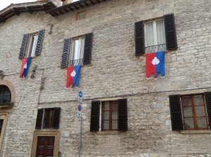 An example of one of the colours of the local saint supporters - others are yellow or black