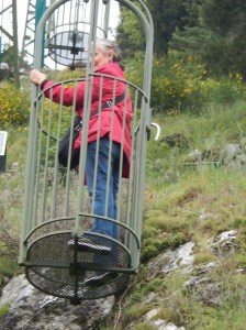 The cable car carriage - I managed to get in, but I wasn't about to let go of anything!