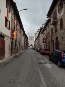 The stone of Gubbio is darker than Assisi, and it was an overcast day