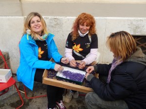 Ladies plucking petals