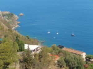 Overlooking a portion of Taormina coastline