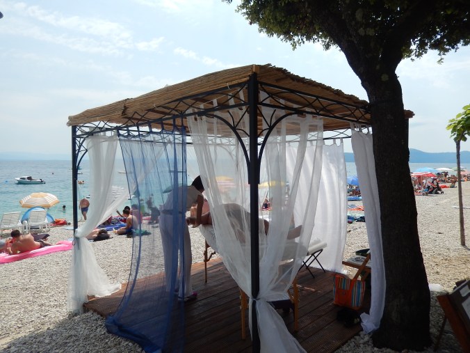 Massage available at the beach at Mosenica Draga