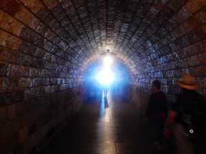 Into the tunnel leading to the lift that takes to up to Eagles Nest