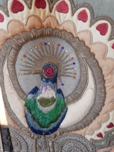 Close up of embroidery on the curtains