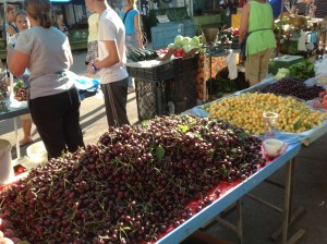 Fresh cherries in the market