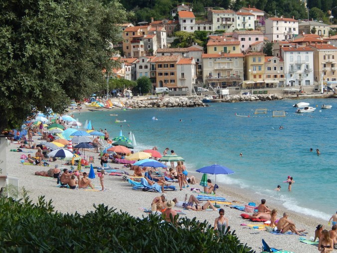 A beach in the region of Opatija