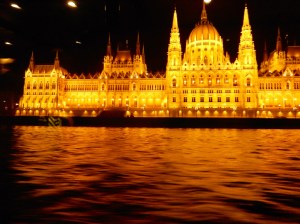 Budaoest Parliament House by night, left hand side