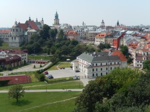 Old town on one side of the tower