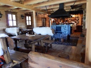 Inside the timber restaurant 