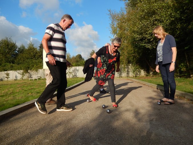Playing Petanque (aka boules) with more of the English family, at Ickham, a country village in Kent