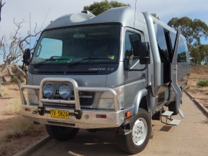 The all terrain bus "Warrior" is ready for our day to Menindee and beyond March 2016 (Photo courtesy Bill)