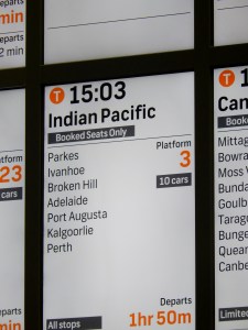 Departure Board Indian Pacific Sydney Central Rail Station 