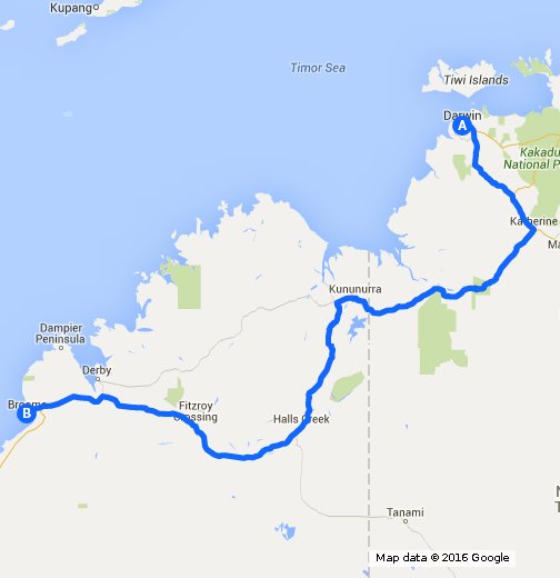 Broome_Kununura_Darwin Source www.google.com maps