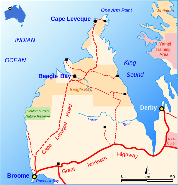 CAPE LEVEQUE ROAD By Summerdrought - Own work, CC BY-SA 4.0, https://commons.wikimedia.org/w/index.php?curid=48442127