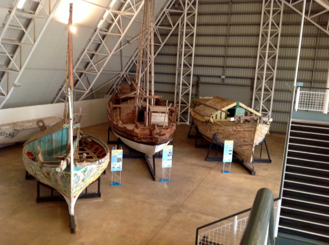 Various Asian fishing boats on display at the Museum & Art Gallery of the Northern Territory May 2016