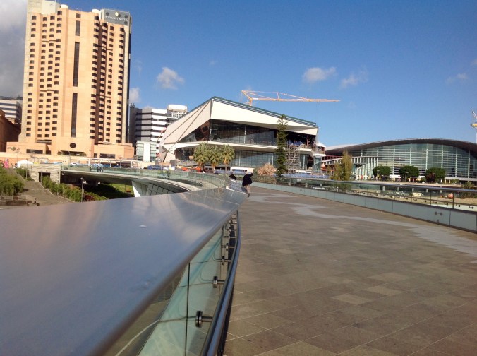 THEN WE WALKED BACK OVER THE NEW (2014) ADELAIDE TORRENS RIVERBANK FOOTBRIDGE, HEADING BACK TO THE CBD
