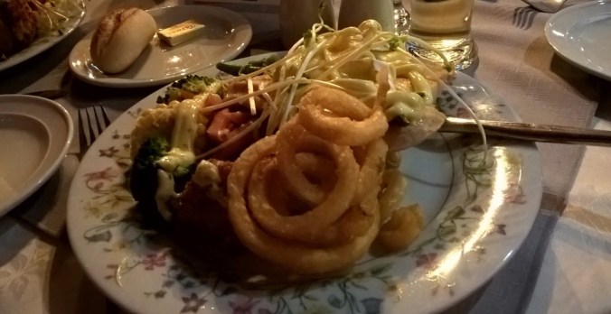 Dinner in the motel restaurant