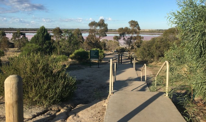 pink lake Dimboola from carpark rs