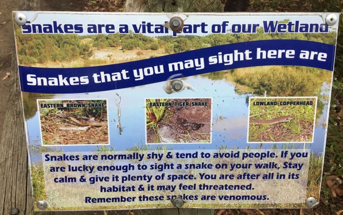 rs Snake sign at Lake McIntyre Millicent SA