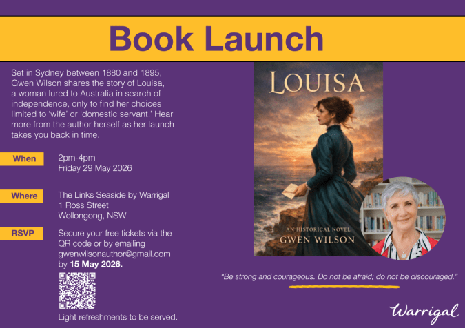 Join Me for the Book Launch of LOUISA on May 29, 2026, in Wollongong,&nbsp;NSW